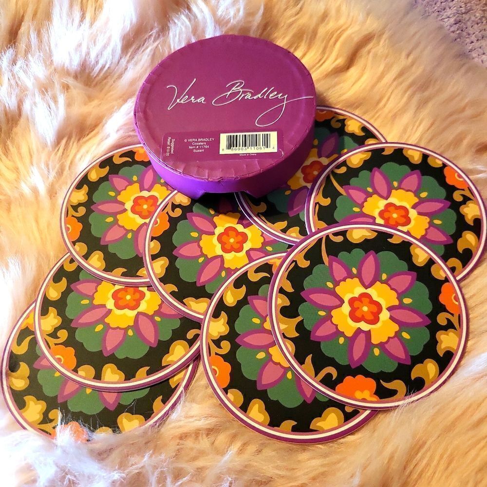 Vera Bradley coasters, a set of 8, hard plastic so cute for summer! Brand new